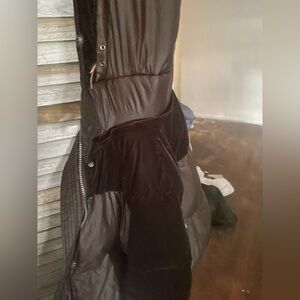 Brown Puffer Coat with Velvet Accents